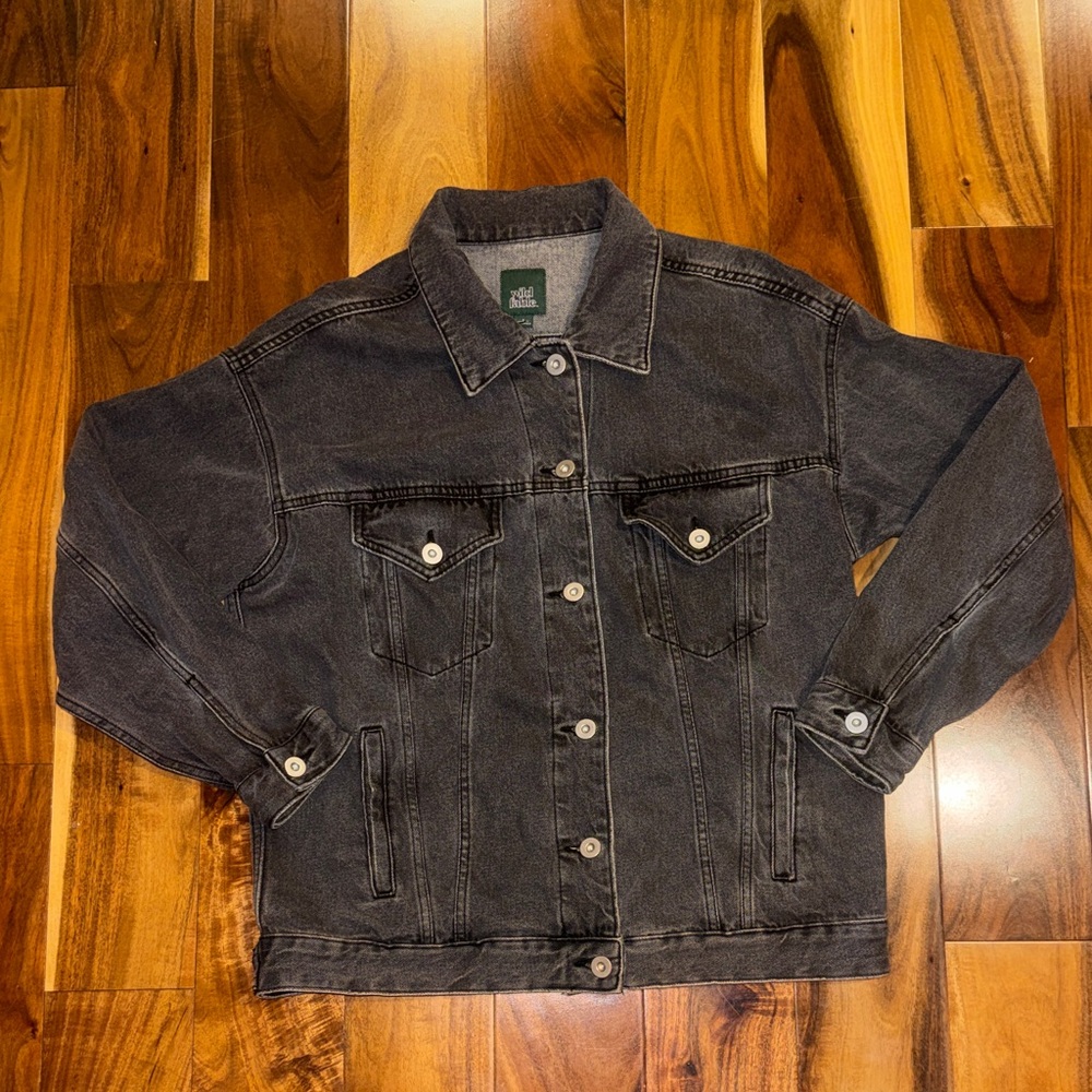 Wild fable oversized washed black denim jacket size small